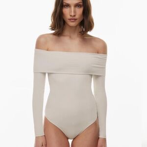 Aritzia Contour Deco Off-Shoulder Long Sleeve Bodysuit Brand New